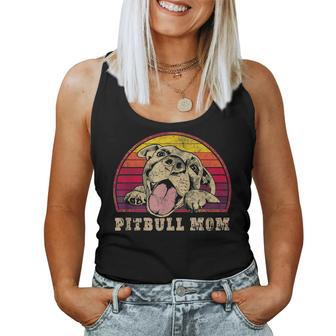 Proud Pitbull Mom - Pittie Mom Vintage Smiling Pitbull Women Tank Top Basic Casual Daily Weekend Graphic - Seseable