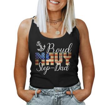 Proud Step-Dad For Men Or Women Army Veterans Day Women Tank Top Basic Casual Daily Weekend Graphic - Seseable
