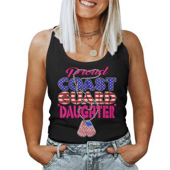 Proud Us Coast Guard Daughter Us Flag Dog Tag Military Child Women Tank Top Basic Casual Daily Weekend Graphic | Seseable UK