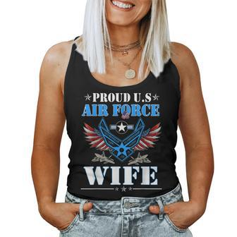 Proud Wife Us Air Force Veteran Day Military Family Women Tank Top Basic Casual Daily Weekend Graphic - Seseable