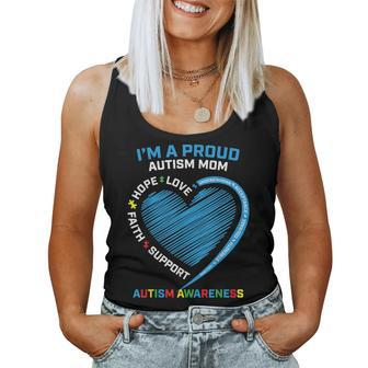 Puzzle Piece Heart Awareness Daughter Son Proud Autism Mom Women Tank Top Basic Casual Daily Weekend Graphic - Seseable