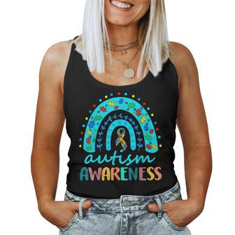 Puzzle Rainbow In April We Wear Blue Autism Awareness Month  Women Tank Top Basic Casual Daily Weekend Graphic