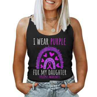 Rainbow Hearts Mom Dad Purple Daughter Epilepsy Awareness Women Tank Top | Mazezy