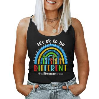 Rainbow Its Ok To Be Different Autism Awareness Acceptance Women Tank Top Basic Casual Daily Weekend Graphic - Seseable