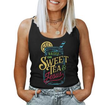 Raised On Sweet Tea & Jesus - Southern Pride Iced Tea Women Tank Top | Mazezy CA