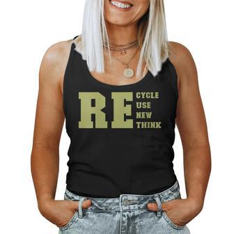 Womens Recycle Reuse Renew Rethink For Earth Day Recycling 2023 Women Tank Top | Mazezy