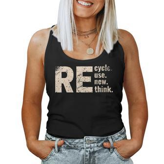 Womens Recycles Reuse Renew Rethink Crisis Environmental Activism Women Tank Top | Mazezy