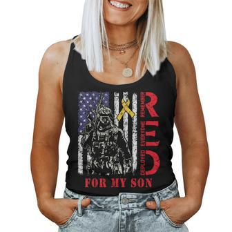 Red Friday For My Son Remember Everyone Deployed Mom Us Flag Women Tank Top Basic Casual Daily Weekend Graphic - Seseable