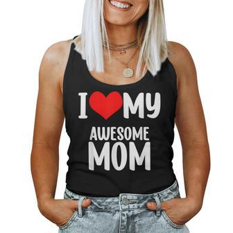 Red Heart With Love I Love My Mom Awesome Mommy Women Tank Top | Mazezy CA