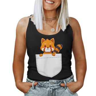 Red Panda In Pocket - Cute Kawaii Red Panda Women Tank Top | Mazezy
