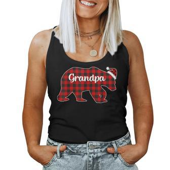 Red Plaid Bear Christmas Pajama Grandpa Matching Family Women Tank Top | Mazezy