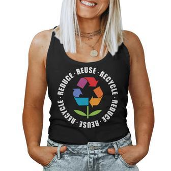 Reduce Reuse Recycle Flower Earth Day Women Tank Top | Mazezy