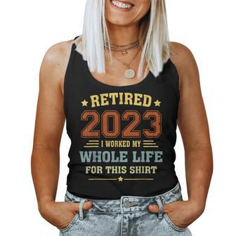 Retired 2023 Funny Vintage Retirement Humor Gifts Men Women Women Tank Top Basic Casual Daily Weekend Graphic - Seseable