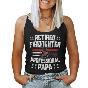 Retired Firefighter Dad Papa Thin Red Line Flag Fathers Day Women Tank Top | Mazezy