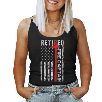 Retired Firefighter Fire Captain Retirement Uas Flag Gifts Women Tank Top Basic Casual Daily Weekend Graphic - Seseable