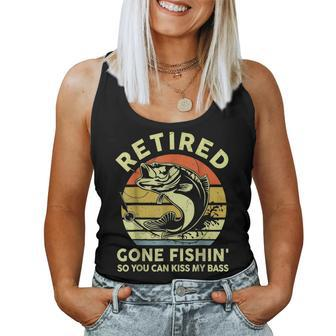 Retired Gone Fishing Reel Cool Dad Bass Grandpa Women Tank Top | Mazezy