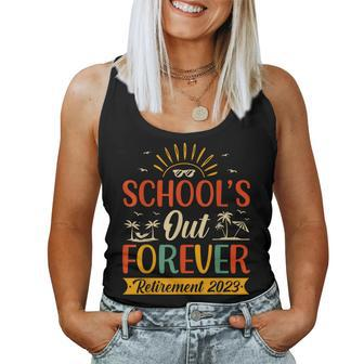 Retired Teacher Schools Out Forever Retirement 2023 Summer Women Tank Top Basic Casual Daily Weekend Graphic - Thegiftio UK
