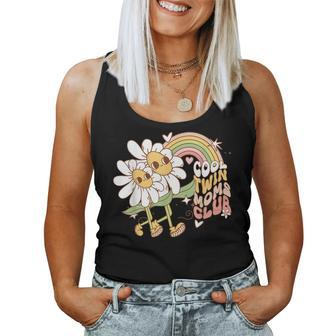 Retro Cool Twin Moms Club Groovy Twin Mama For Women Tank Top | Mazezy