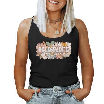 Retro Midwife Boho Flowers Labor And Delivery Nurse Women Tank Top | Mazezy
