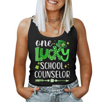 Retro One Lucky School Counselor Shamrock Teacher St Women Tank Top Basic Casual Daily Weekend Graphic - Seseable