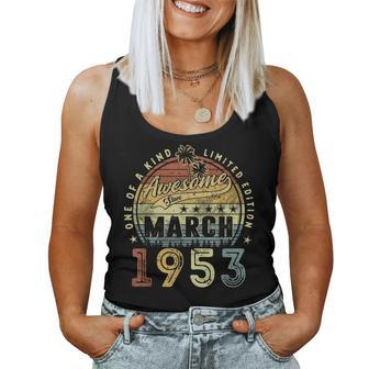 Retro Vintage Awesome Since March 1953 70Th Years Birthday Women Tank Top Basic Casual Daily Weekend Graphic - Seseable