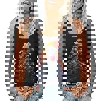 Retro Vintage Chicken Cool Rooster Wearing Sunglasses Women Tank Top Basic Casual Daily Weekend Graphic - Thegiftio