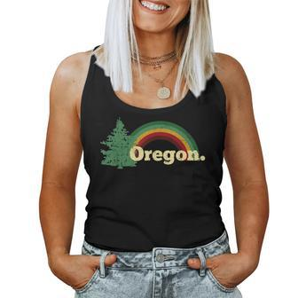 Retro Vintage Oregon Throwback Rainbow Distressed Gift Women Tank Top Basic Casual Daily Weekend Graphic - Seseable