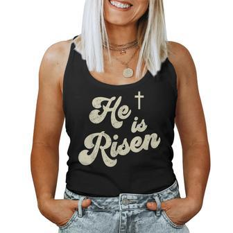 He Is Risen Cross Jesus Easter Day Christians Women Tank Top | Mazezy