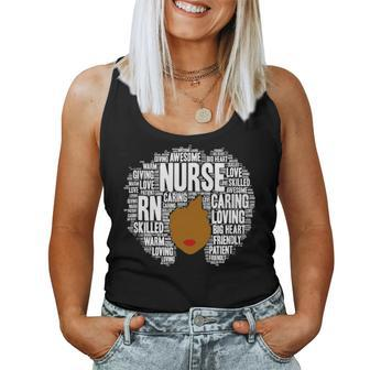 Rn Nurse Afro Word Art Gift African American Nurses Women Tank Top Basic Casual Daily Weekend Graphic - Seseable
