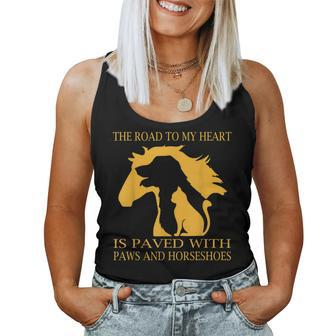 The Road To My Heart Is Paved With Paws And Horseshoes Women Tank Top | Mazezy