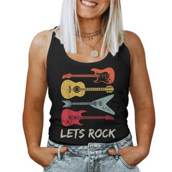 Lets Rock N Roll Guitar Retro Men Women Women Tank Top | Mazezy