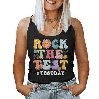 Rock The Test Testing Day Groovy Motivational Teacher Women Tank Top | Mazezy