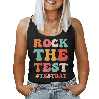 Rock The Test Testing Day Retro Motivational Student Teacher Women Tank Top | Mazezy