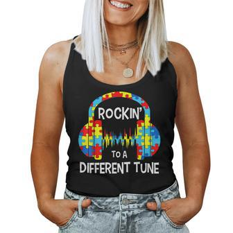 Rockin To A Different Tune Autistic Awareness Men Women Women Tank Top Basic Casual Daily Weekend Graphic - Seseable