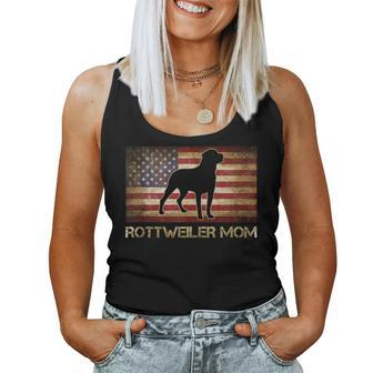 Rottweiler Mom Vintage American Flag Patriotic Dog Lover Women Tank Top Basic Casual Daily Weekend Graphic - Seseable