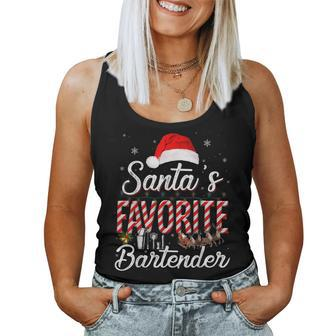 Santas Favorite Bartender Santa Christmas Hat In Snow Women Tank Top | Mazezy
