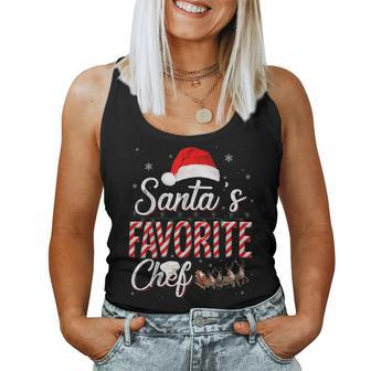 Santas Favorite Chef Santa Christmas Hat In Snow Women Tank Top | Mazezy
