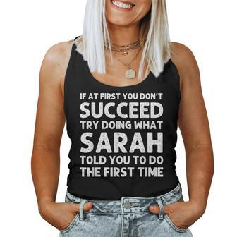 Sarah Name Personalized Birthday Funny Christmas Joke Women Tank Top Basic Casual Daily Weekend Graphic - Seseable