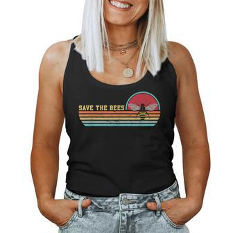 Save The Bees Retro Sunset Fight Climate Change Women Tank Top | Mazezy