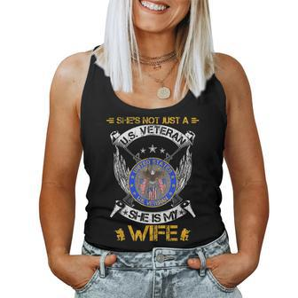 Shes Not Just A Us Military Veteran She Is My Wife Women Tank Top Basic Casual Daily Weekend Graphic - Seseable