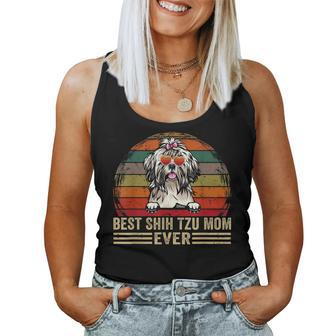 Shih Tzu Dog Lover Funny Vintage Best Shih Tzu Mom Ever Women Tank Top Basic Casual Daily Weekend Graphic - Seseable