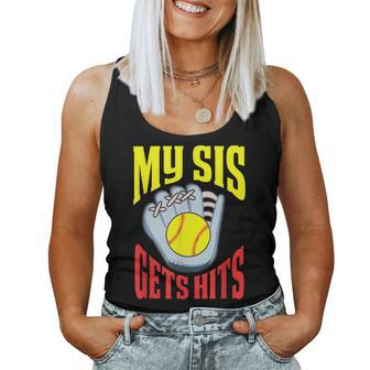 My Sis Gets Hits Brother Of A Softball Sister Women Tank Top | Mazezy