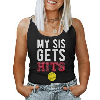 My Sis Gets Hits Softball Brother Sister Women Tank Top | Mazezy
