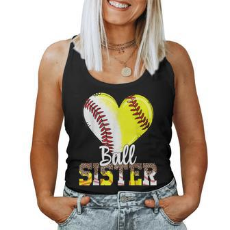 Sister Of Both Baseball Softball Siblings Family Matching Women Tank Top | Mazezy