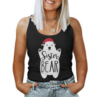 Sister Christmas Bear Santa Family Matching Pajamas Women Tank Top | Mazezy