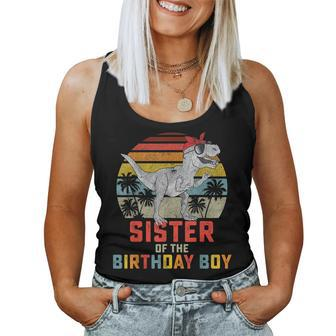 Sister Dinosaur Of The Birthday Boy Matching Family Women Tank Top Basic Casual Daily Weekend Graphic - Seseable
