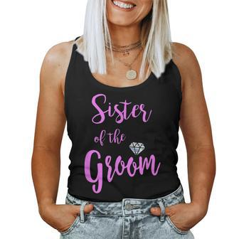Sister Of The Groom T Wedding Ring Pink Women Tank Top | Mazezy