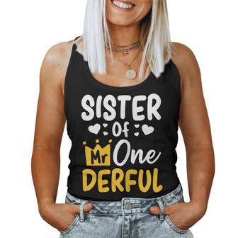 Sister Of Mr Onederful 1St Party Matching Family Women Tank Top Basic Casual Daily Weekend Graphic - Seseable