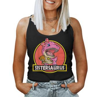 Sistersaurus T Cute Pink Trex For Sister Women Tank Top | Mazezy