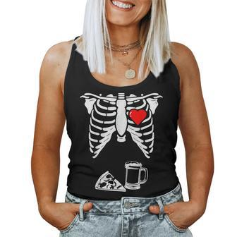 Skeleton Pregnancy Pizza Beer Xray Halloween Soon Dad Women Tank Top | Mazezy